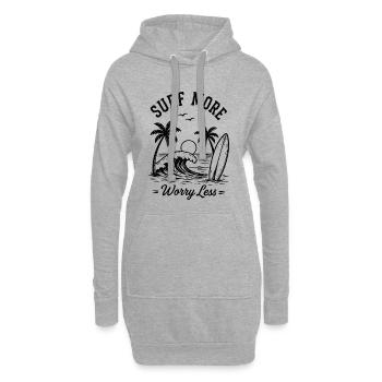 Surfez plus, inquiétez-vous, moins de vagues de vacances d’été - Sweat-shirt à capuche long Femme - gris chiné - Devant