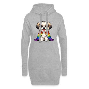 Chien de la fierté havanaise cape arc-en-ciel LGBTQ - Sweat-shirt à capuche long Femme - gris chiné - Devant