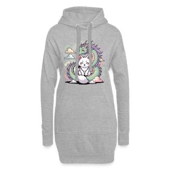 Kawaii Drache Fuchs Shirt Magisches Pastell Motiv - Hoodie-Kleid - Grau meliert - Vorne