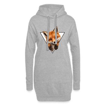 Fuchs im Dreieck-Illustration - Hoodie-Kleid - Grau meliert - Vorne