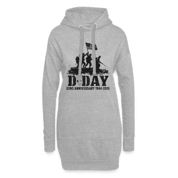 Omaha Beach D-Day 82. Jubiläum Ehrengeschichte - Hoodie-Kleid - Grau meliert - Vorne