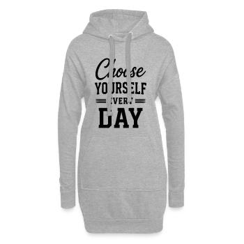 Citation typographie « Choisissez-vous chaque jour » - Sweat-shirt à capuche long Femme - gris chiné - Devant