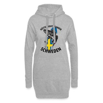 Hütte, Boot, Zander - Schweden | Angler Geschenk - Hoodie-Kleid - Grau meliert - Vorne