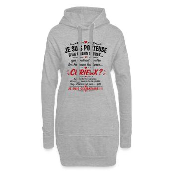 Curieux ? Secret dévoilé ! (Je suis célibataire) - Sweat-shirt à capuche long Femme - gris chiné - Devant
