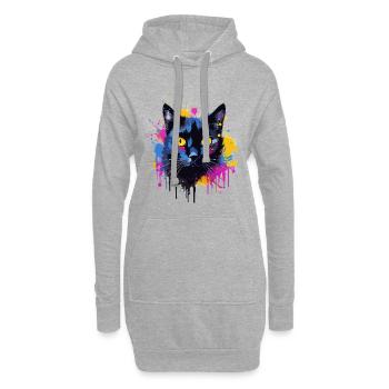 Bunte Bombay-Katzengesicht-Splash-Kunst - Hoodie-Kleid - Grau meliert - Vorne