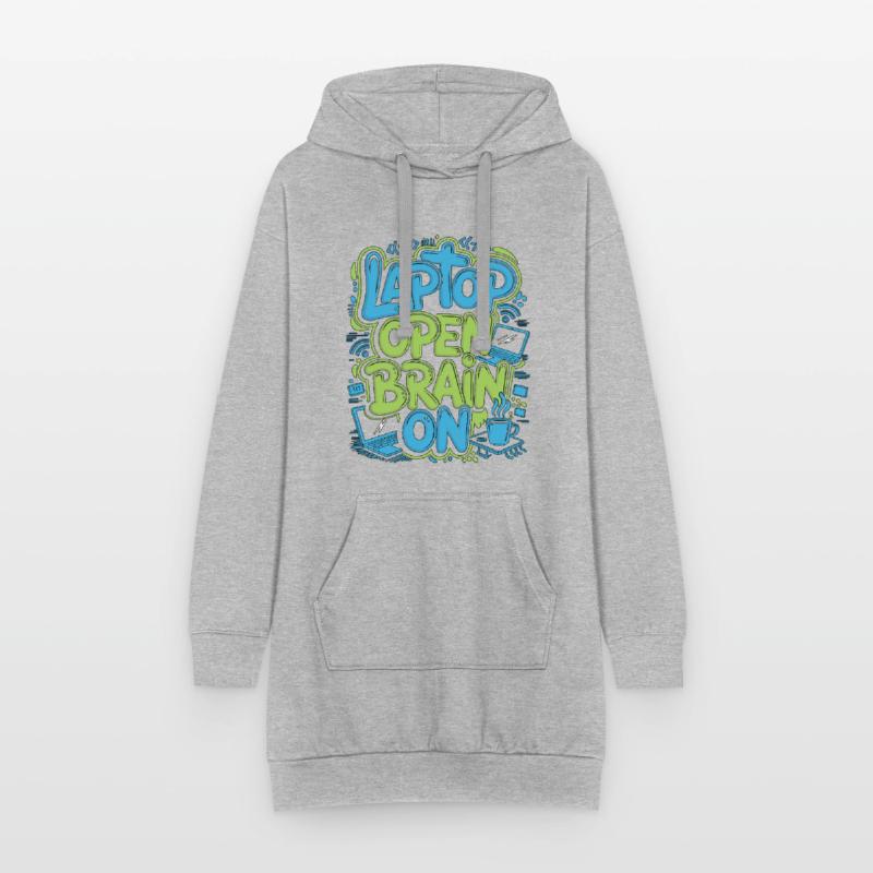 Remote Developer Laptop Open Brain On Remote Coder Hoodie-Kleid