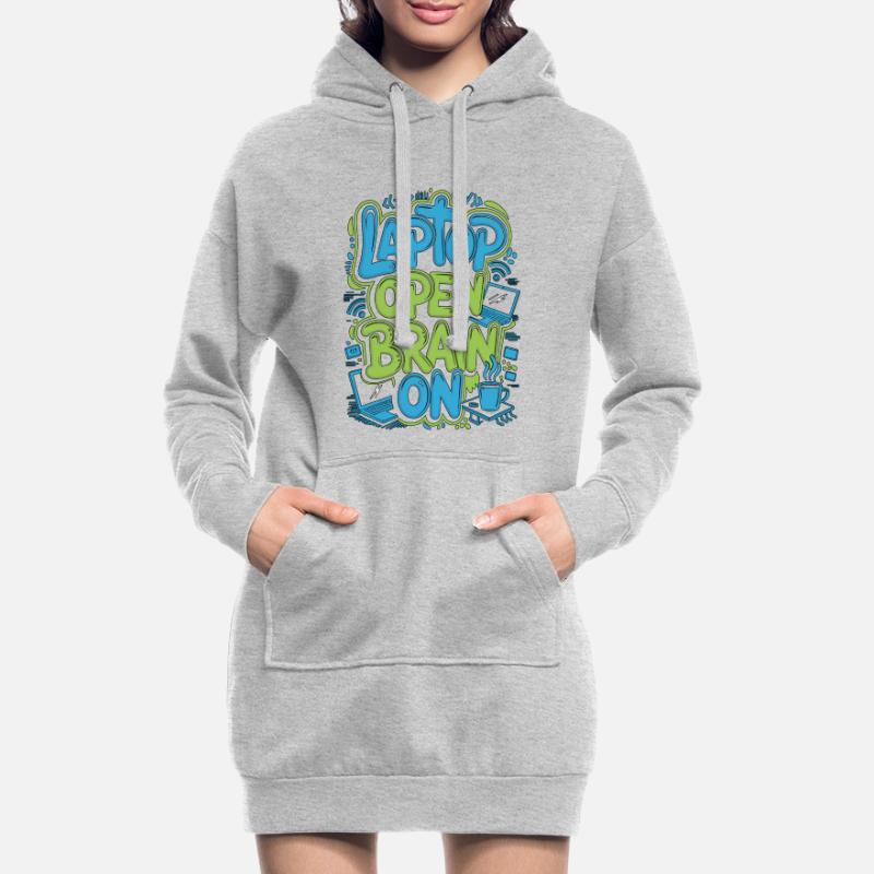 Remote Developer Laptop Open Brain On Remote Coder Hoodie-Kleid