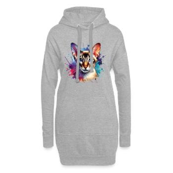 Orientalisch Kurzhaar Motiv - Hoodie-Kleid - Grau meliert - Vorne