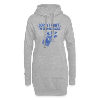Tut mir leid, ich kann nicht, ich öffne Packs, Sammelkarten-Booster - Hoodie-Kleid - Grau meliert - Vorne