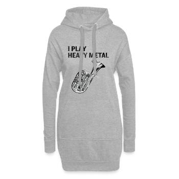Je joue au festival de cadeaux de tuba heavy metal - Sweat-shirt à capuche long Femme - gris chiné - Devant