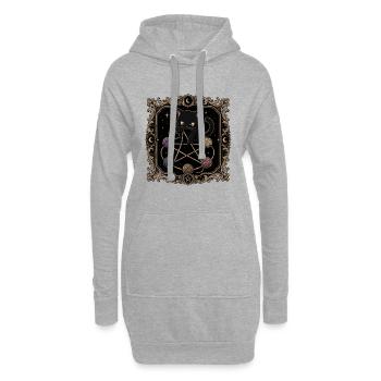 Sortilège Pentagramme du Chat Noir - Sweat-shirt à capuche long Femme - gris chiné - Devant