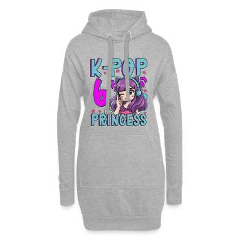 Princesse K-Pop Anniversaire de 6 ans - Sweat-shirt à capuche long Femme - gris chiné - Devant
