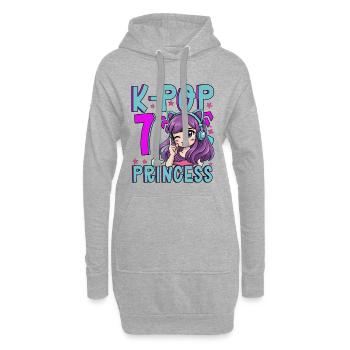 Princesse K-Pop Anniversaire de 7 ans - Sweat-shirt à capuche long Femme - gris chiné - Devant