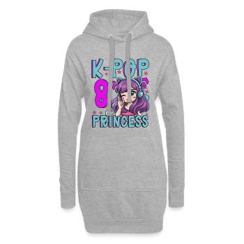Princesse K-Pop Anniversaire de 8 ans - Sweat-shirt à capuche long Femme - gris chiné - Devant