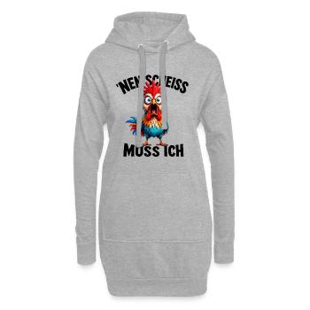 'Nen Scheiss muss ich Lustiger Hahn Frecher Spruch - Hoodie-Kleid - Grau meliert - Vorne