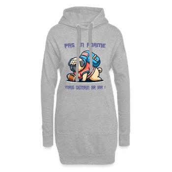 Bouledogue : Pas en Forme, Demain Ça Ira  arqué!!! - Sweat-shirt à capuche long Femme - gris chiné - Devant