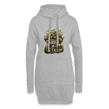 Le jardin appelle le jardinier en disant plantes de jardinage - Sweat-shirt à capuche long Femme - gris chiné - Devant