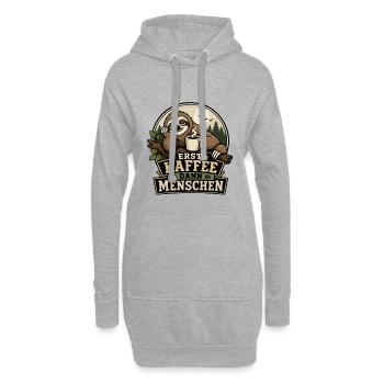 Erst Kaffee Dann Menschen - Hoodie-Kleid - Grau meliert - Vorne