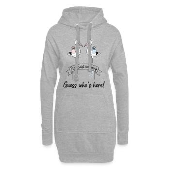 Gender Reveal Plot-Twist bevorstehend Rate mal, wer da ist - Hoodie-Kleid - Grau meliert - Vorne
