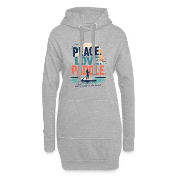 Peace Love Paddle SUP Shirt - Hoodie-Kleid - Grau meliert - Vorne