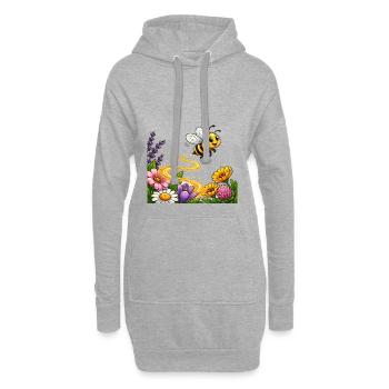 Biene Honig Imker Honigwabe Blumen Wiese Insekt - Hoodie-Kleid - Grau meliert - Vorne