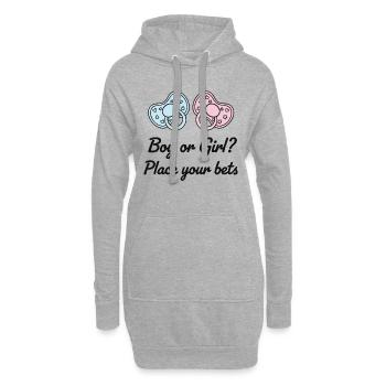 Gender Reveal Boy Or Girl Place Your Bets Baby - Hoodie-Kleid - Grau meliert - Vorne