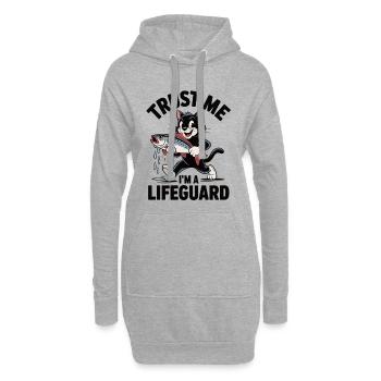 Katze mit Fisch - Trust Me I’m a Lifeguard - Hoodie-Kleid - Grau meliert - Vorne