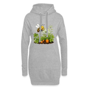 Biene Honig Imker Honigwabe Blumen Wiese Insekt - Hoodie-Kleid - Grau meliert - Vorne