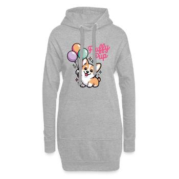 Corgi mit Ballons Geschenk für Corgi Fans - Hoodie-Kleid - Grau meliert - Vorne