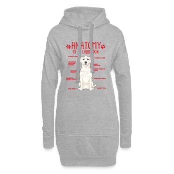 White Labrador Anatomy Motiv - Hoodie-Kleid - Grau meliert - Vorne