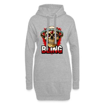 Mode de Gemmes Couronnes Skull Bling - Sweat-shirt à capuche long Femme - gris chiné - Devant