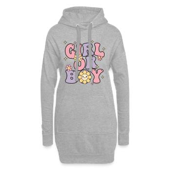 Révélation du sexe Équipe de baby shower fille ou garçon - Sweat-shirt à capuche long Femme - gris chiné - Devant