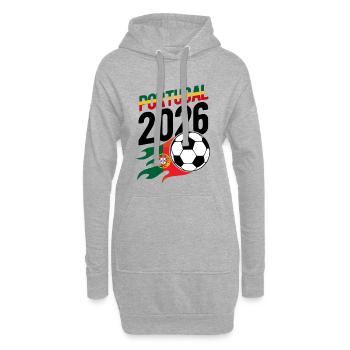 Portugal 2026 Fußball Flamme mit Flagge - Hoodie-Kleid - Grau meliert - Vorne