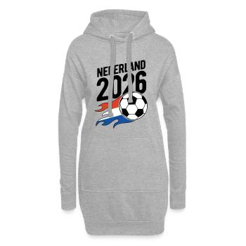 Nederland 2026 Fußball Flamme mit Flagge - Hoodie-Kleid - Grau meliert - Vorne