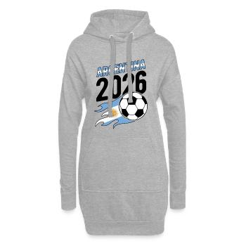 Argentina 2026 Fußball Flamme mit Flagge - Hoodie-Kleid - Grau meliert - Vorne