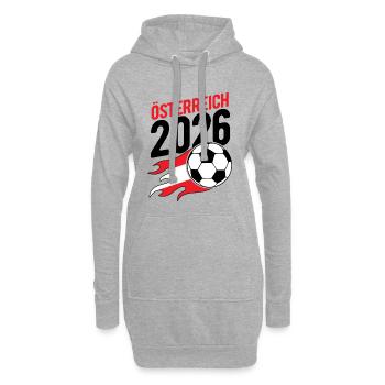 Österreich 2026 Fußball Flamme mit Flagge - Hoodie-Kleid - Grau meliert - Vorne
