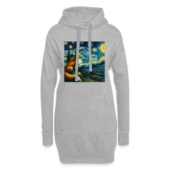 La Nuit étoilée de Swiftfuchs - Sweat-shirt à capuche long Femme - gris chiné - Devant