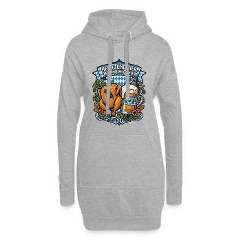 Tente de bière Bavière | Poulet et bière, c’est pour ça que je suis là - Sweat-shirt à capuche long Femme - gris chiné - Devant