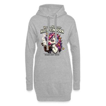 Halb-Einhorn Vor Dem Kaffee Morgenhumor - Hoodie-Kleid - Grau meliert - Vorne