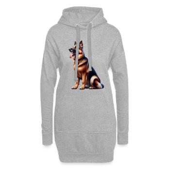 Berger allemand - Sweat-shirt à capuche long Femme - gris chiné - Devant