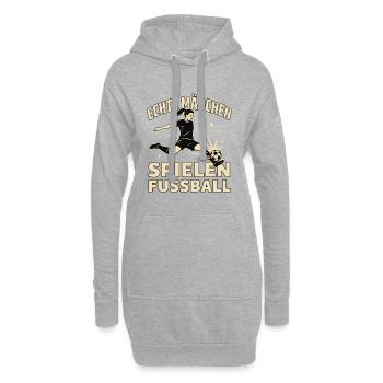 Echte Mädchen Spielen Fussball Mädchenfussball - Hoodie-Kleid - Grau meliert - Vorne