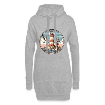 Motif du phare au bord de la mer - Sweat-shirt à capuche long Femme - gris chiné - Devant