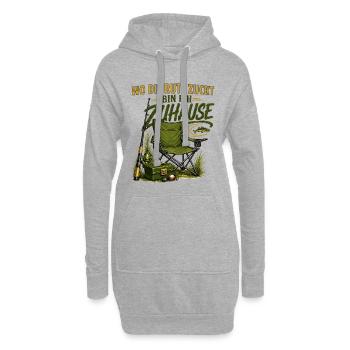 Wo Die Rute Zuckt Bin Ich Zuhause Angler - Hoodie-Kleid - Grau meliert - Vorne