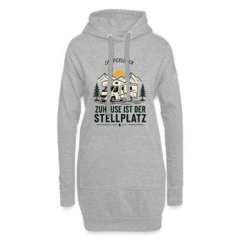 Camperleben Zuhause ist der Stellplatz - Hoodie-Kleid - Grau meliert - Vorne