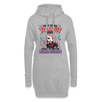 Tollwut Einhorn mit bissiger Ironie - Hoodie-Kleid - Grau meliert - Vorne
