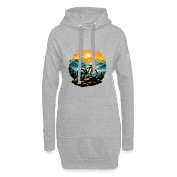 MTB Berge Sonnenuntergang Trail Natur Biker Gipfel - Hoodie-Kleid - Grau meliert - Vorne
