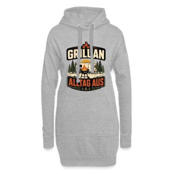 Grill an Alltag aus Camping Freizeit Outdoor - Hoodie-Kleid - Grau meliert - Vorne