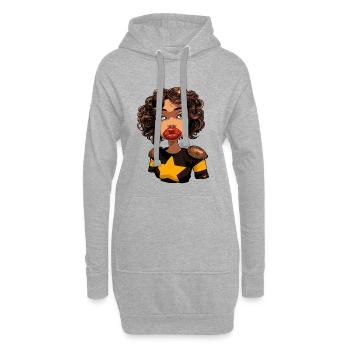 Star Hero Woman Dessin animé Pop Art - Sweat-shirt à capuche long Femme - gris chiné - Devant