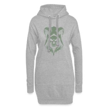 Crâne aux cornes - Sweat-shirt à capuche long Femme - gris chiné - Devant