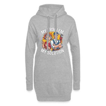 Master Plumber My Problem My Pictogram Dad Mom - Hoodie-Kleid - Grau meliert - Vorne
